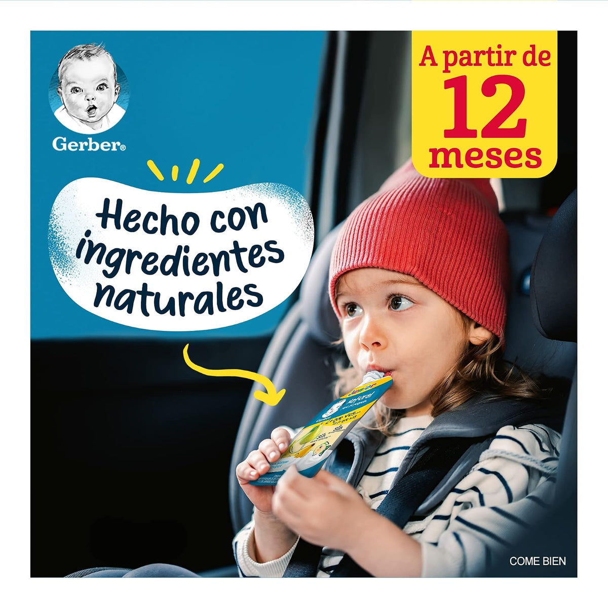 Papilla con Yogurt Gerber Junior Etapa 4 Pera y Plátano Sin Azúcar Pouch 110g Paquete 12
