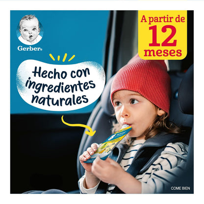Papilla con Yogurt Gerber Junior Etapa 4 Pera y Plátano Sin Azúcar Pouch 110g Paquete 12