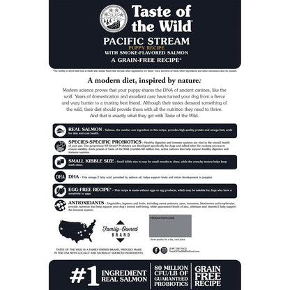Taste Of The Wild Grain Free Premium Dry Dog Food Pacific Stream Puppy - 2.27 kg
