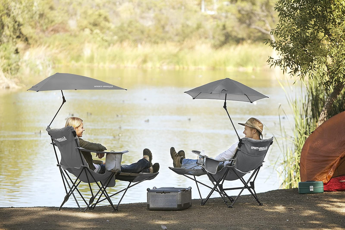 Sport-Brella - Silla de Playa con Paraguas Ajustable UPF 50+, Color Gris