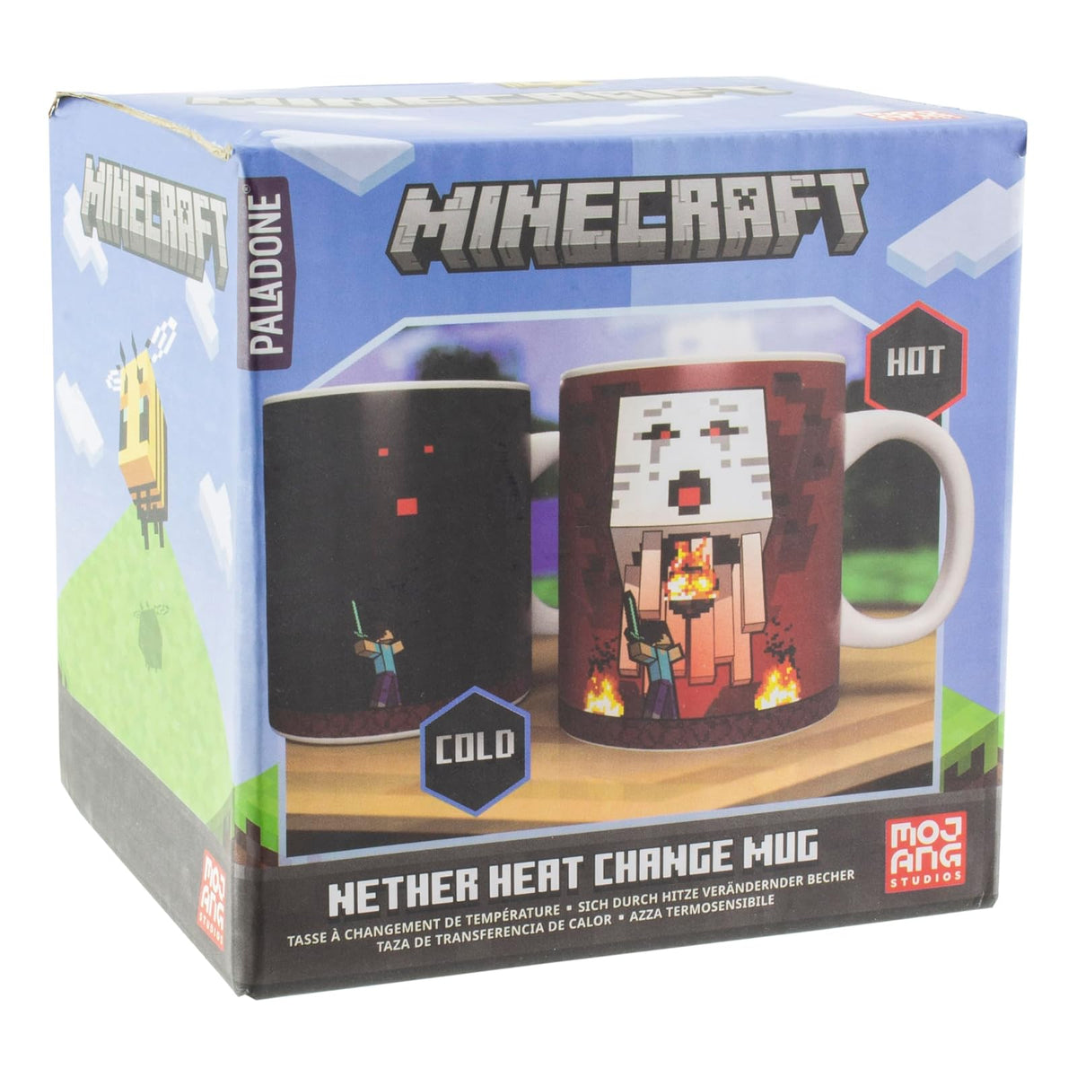 Paladone - Taza de cerámica de Nether y Steve con licencia oficial de Minecraft que cambia de color con el calor de las bebidas calientes, regalo para gamers, merchandising de la cultura pop, 300 ml