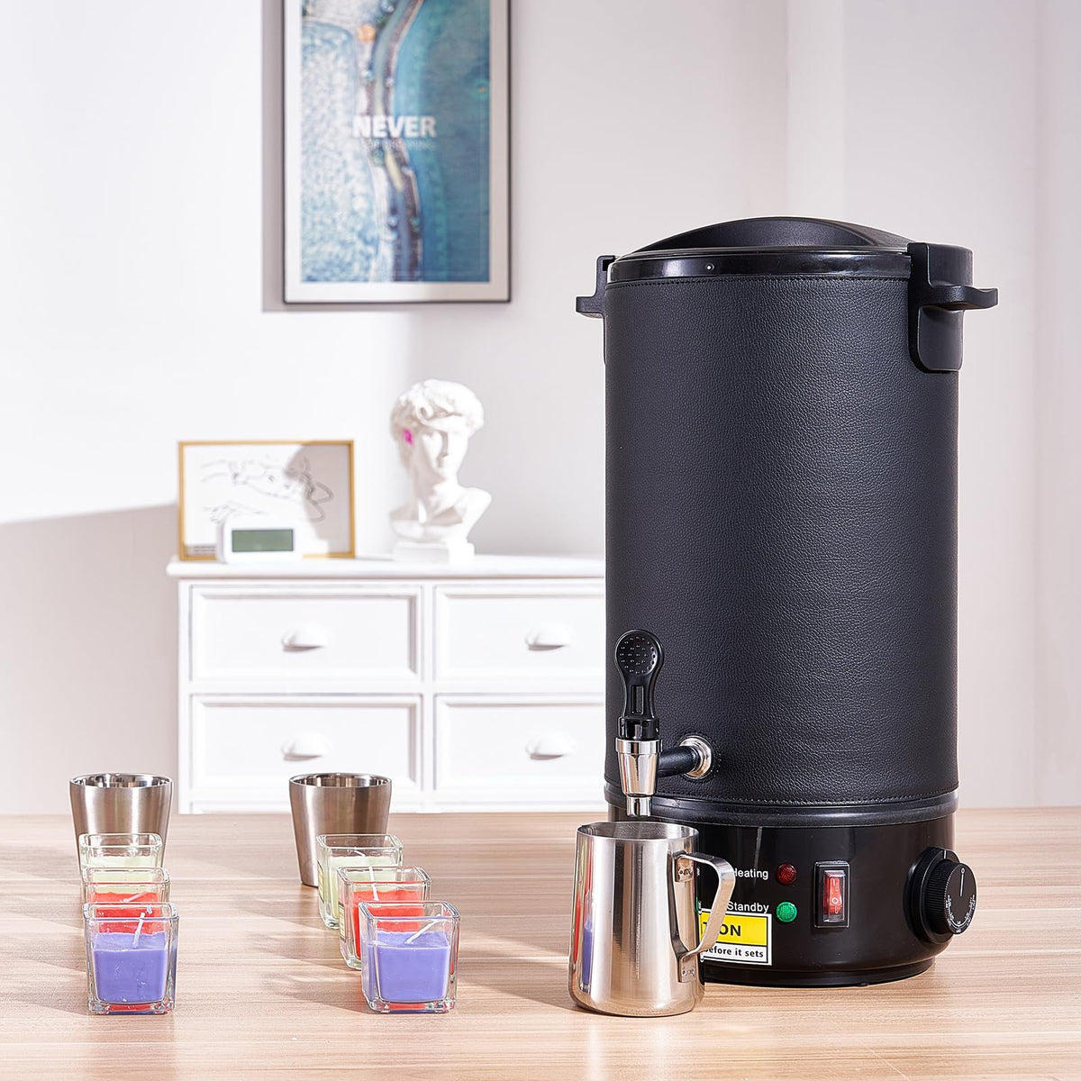 VEVOR - Melter de cera para hacer velas, 10 l extragrande de cera eléctrica, con boquilla de fácil vertido y control de temperatura de 9 niveles, fácil de limpiar para velas, jabón, crema, producción