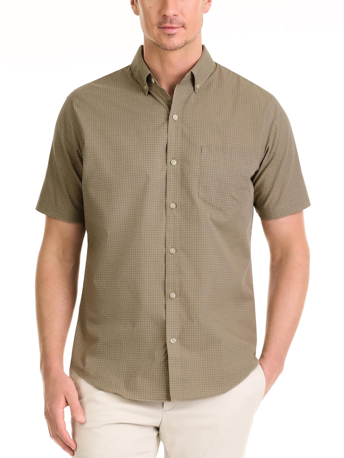 Van Heusen Camisa de Manga Corta Sin Arrugas para Hombre - Cuello pequeño de aluminio. - XXL