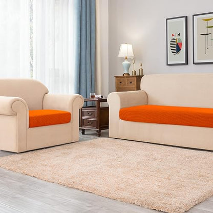 Ouka - Funda de cojín elástica para sofá, Protector de cojín Reversible, Protector de cojín Suave para sillón, sofá de Dos plazas (S, Naranja)