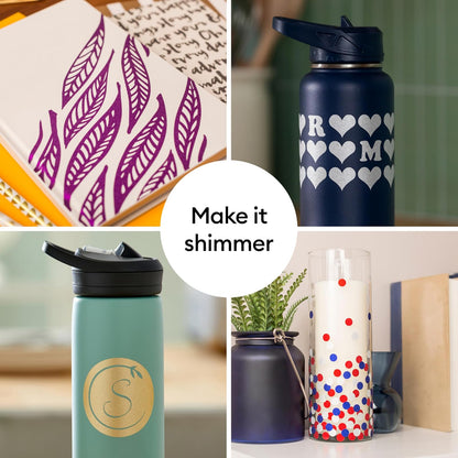 Cricut® Shimmer Vinyl - Muestreador permanente para fiestas - 12 x 12 pulgadas (10 unidades)