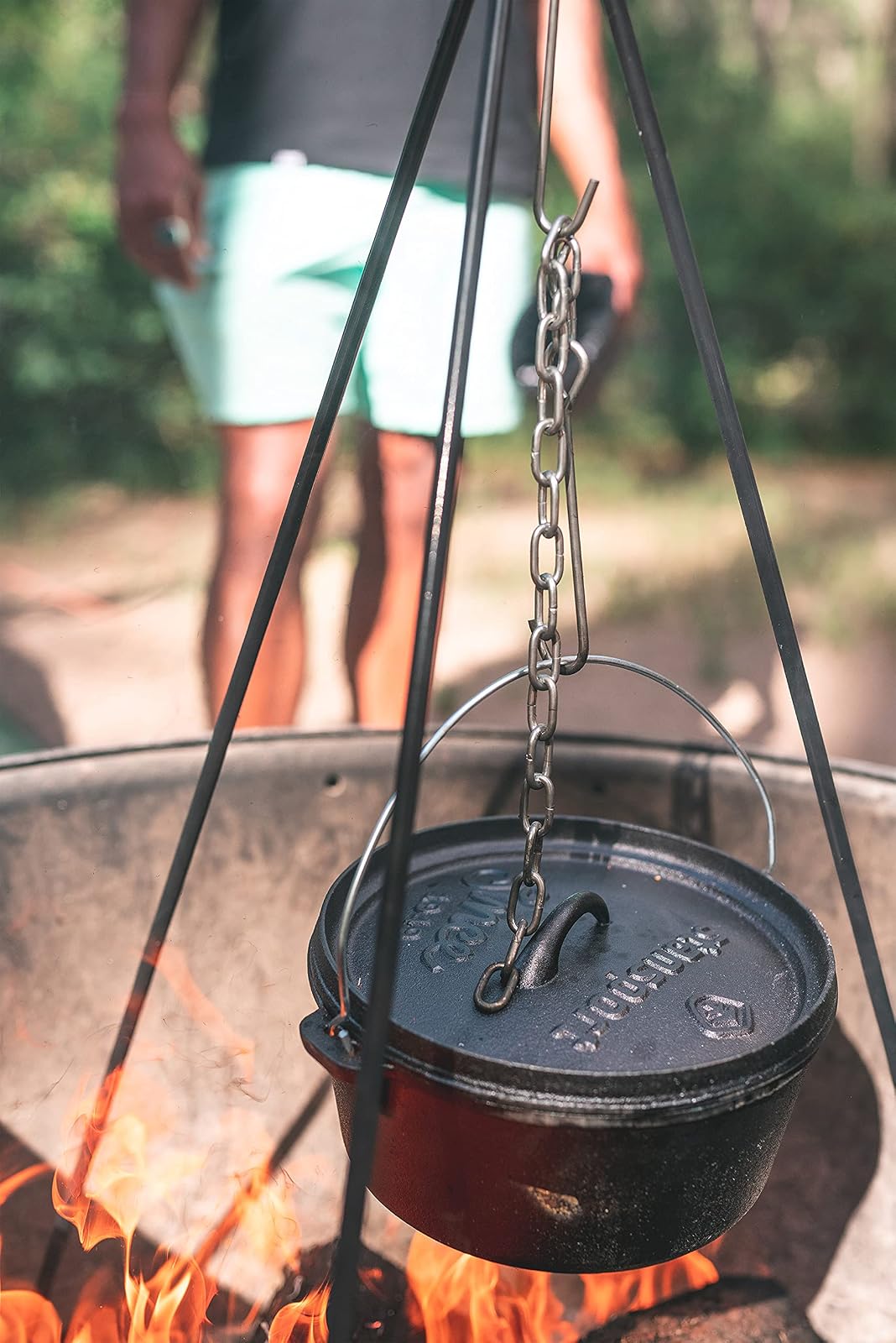 Stansport Cast Iron Camping Tripod for Outdoor Campfire Cooking