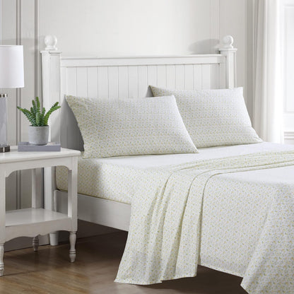 Laura Ashley Juego de Sábanas de Percal 100% Algodón - Individual - Amarillo 1.5m