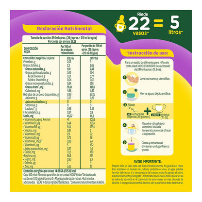 NIDO Kinder 1+ Deslactosado, Alimento Para Niños, De 1 a 3 Años, Lata 800 g