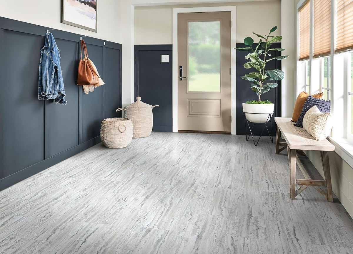 Universal Bianco Classico 3 MIL x 30,5 cm Ancho x 24 pulgadas. L - piso de vinilo resistente al agua (30 pies cuadrados/caja)