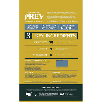 Taste of The Wild Prey Res Angus Alimento para Gato | Res Angus como ingrediente principal, ingredientes limitados, sin granos, fórmula para gatos adultos