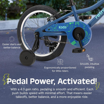 Retrospec Koda - Bicicleta Infantil de 16 Pulgadas con Ruedas de Entrenamiento y características de Seguridad, Bicicleta para Principiantes de Altura Ajustable para niños de 4 a 6 años