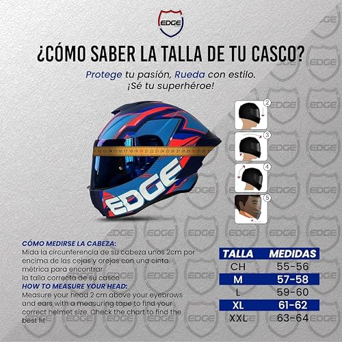 Casco para Moto Integral - Casco Motocicleta Marca Edge - Visor Doble ANTIVAHO - Cascos para Motos Certificados Dot Moto - Accesorios para Moto Motocross Motocicleta