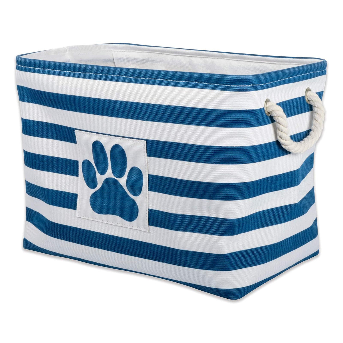 DII Bone Dry Pet Toy and Accessory Storage Basket for Home Décor & Everyday Use, gris (Rectangle Striped Gris) - Rectangle Large - Marina de rayas