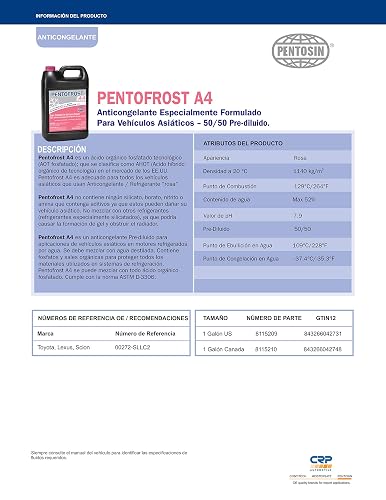 Pentosin 8115209 Anticongelante Pentofrost A4, Rosado, 1 galón