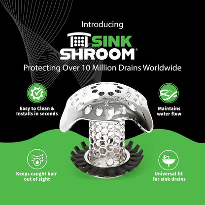 SinkShroom Protector de Drenaje de Fregadero de baño Ultra revolucionario, Acero Inoxidable