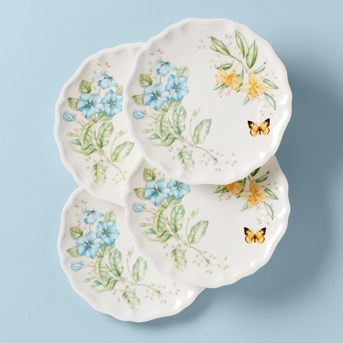 Lenox Butterfly Meadow Melamine Dinner Plates (Set of 4), White
