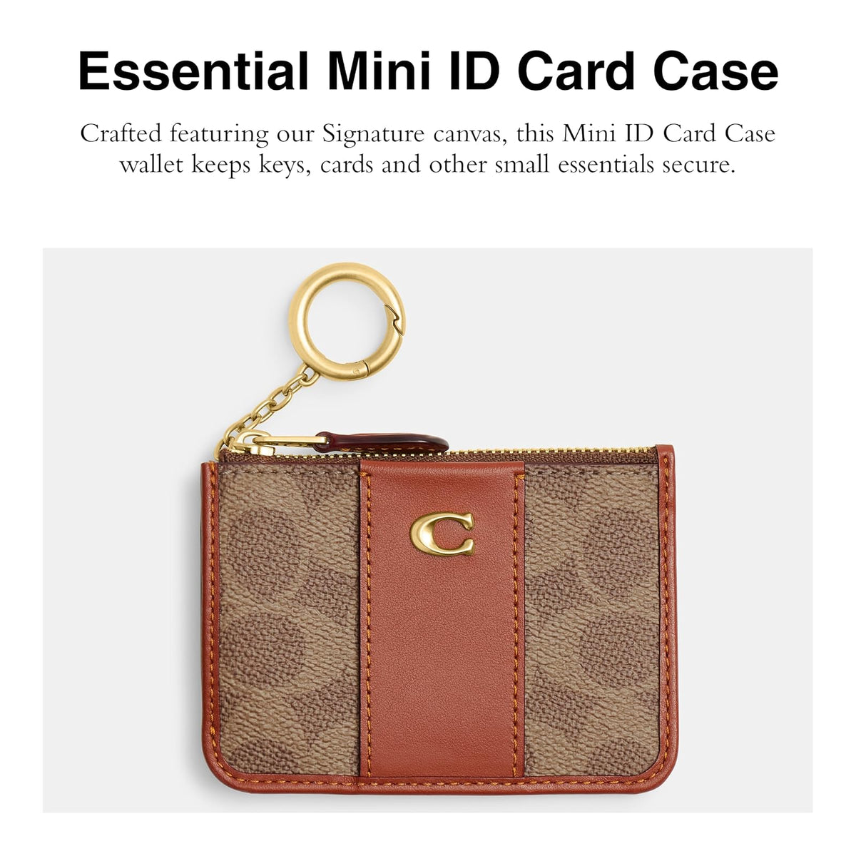 Coach Mini Id Skinny, color tostado