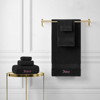Juicy Couture Alyssa Luxury Juego de 6 Piezas-(2) Toallitas de baño y 2 Toallitas de baño Premium Negro