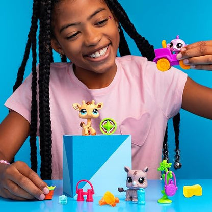 Littlest Pet Shop Safari Mascotas #53,#54, #55, LPS Bobble Head Play Pack Set de Figuras Coleccionables para Niñas Original de Bandai