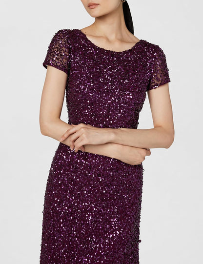 Adrianna Papell Vestido de Manga Corta con Lentejuelas. Vestido para Mujer