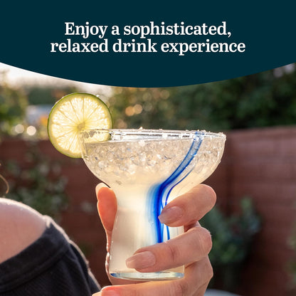 Libbey Juego de 6 Copas Margarita de vidrio con listón azul de 300 ml