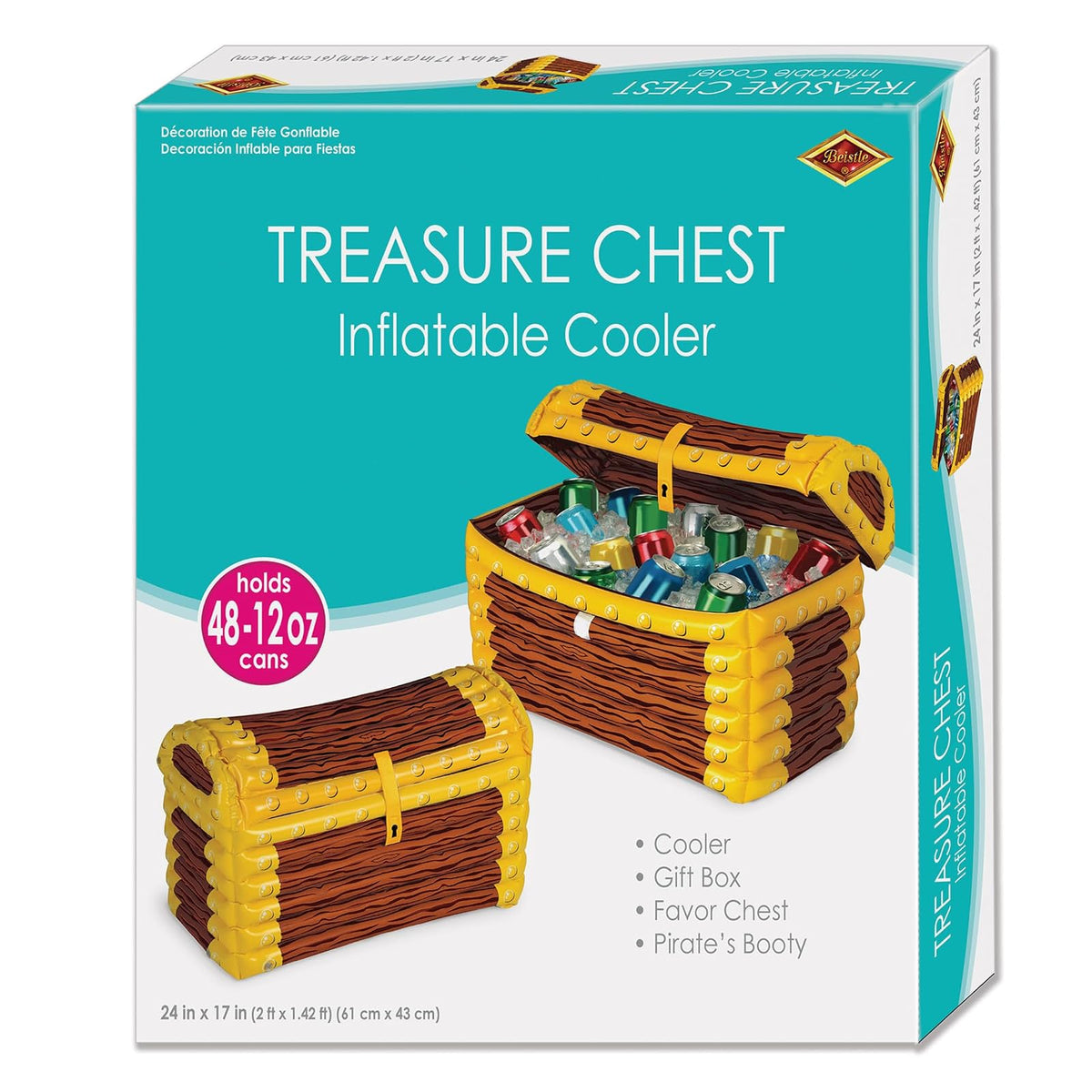 Beistle 50988 Inflatable Treasure Chest Cooler, 24-Inch Width by 17-Inch Height