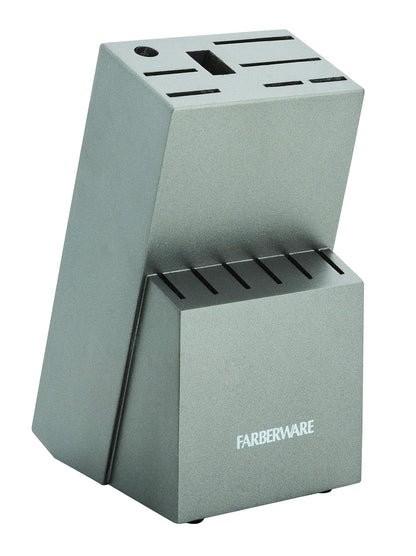 Farberware Juego de 15 cuchillos de acero inoxidable estampado, juego de cuchillos de cocina de acero inoxidable de alto carbono con asas ergonómicas, cuchillos afilados con bloque de madera, juego de