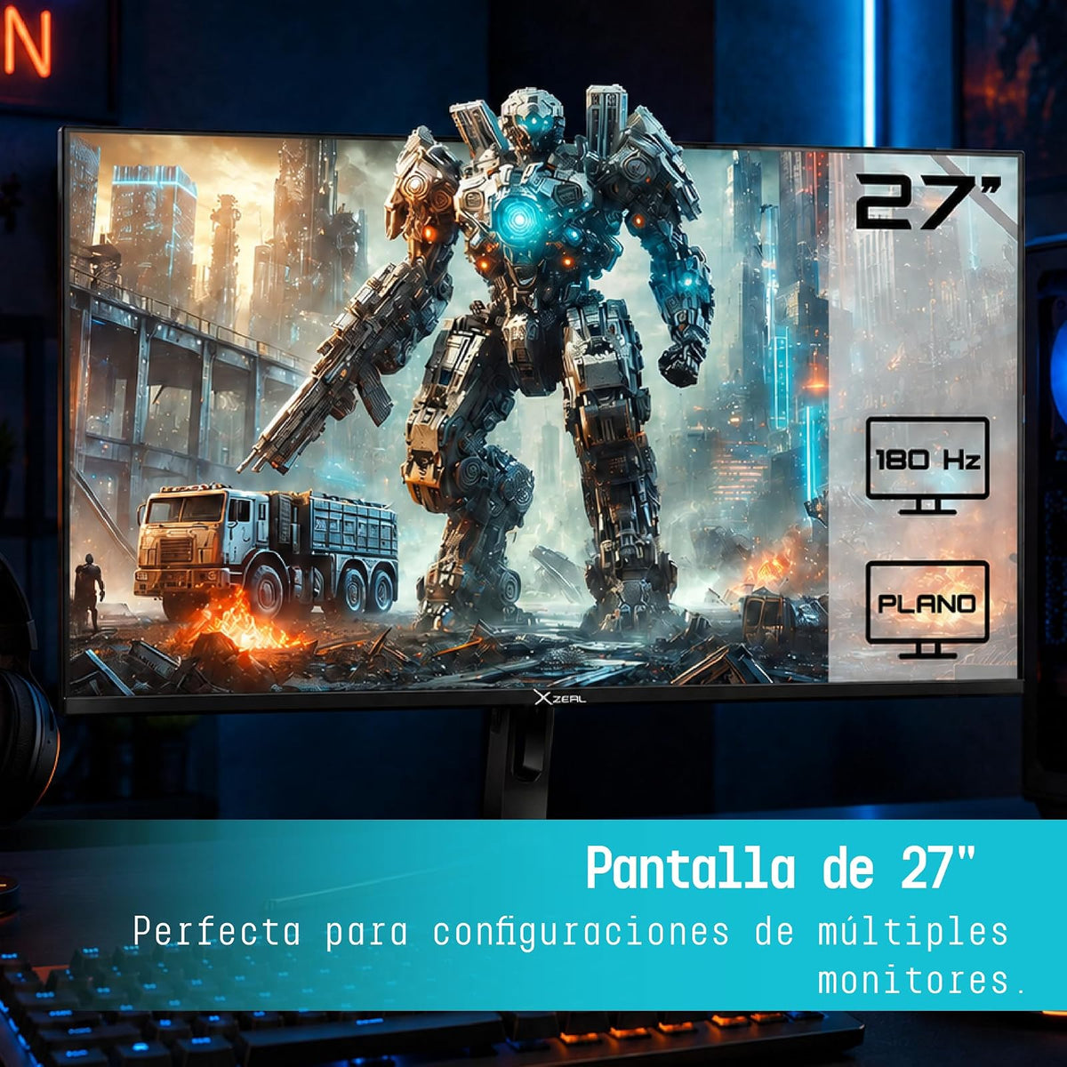 Xzeal Monitor 27" Xzeal XZ4010-2 Panel Curvo VA FHD 180Hz 1ms 1xDP + 1xHDMI + Vesa 100x100mm Negro