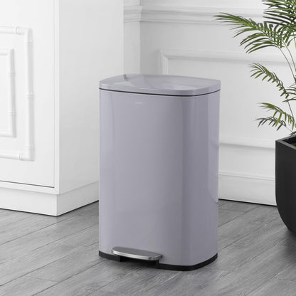 happimess HPM1006I Connor - cubeta de basura rectangular de 13 galones con tapa de cierre suave y mini bote de basura gratuito, resistente a las huellas dactilares, moderno, minimalista para el hogar,
