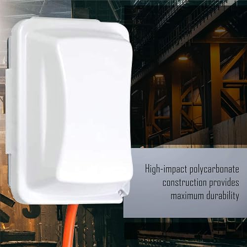 Taymac - Cubierta para receptáculo de salida individual resistente a la intemperie, 6.7 cm de profundidad, Blanco, Blanco