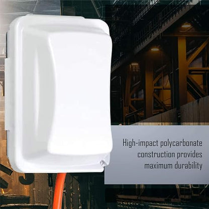 Taymac - Cubierta para receptáculo de salida individual resistente a la intemperie, 6.7 cm de profundidad, Blanco, Blanco