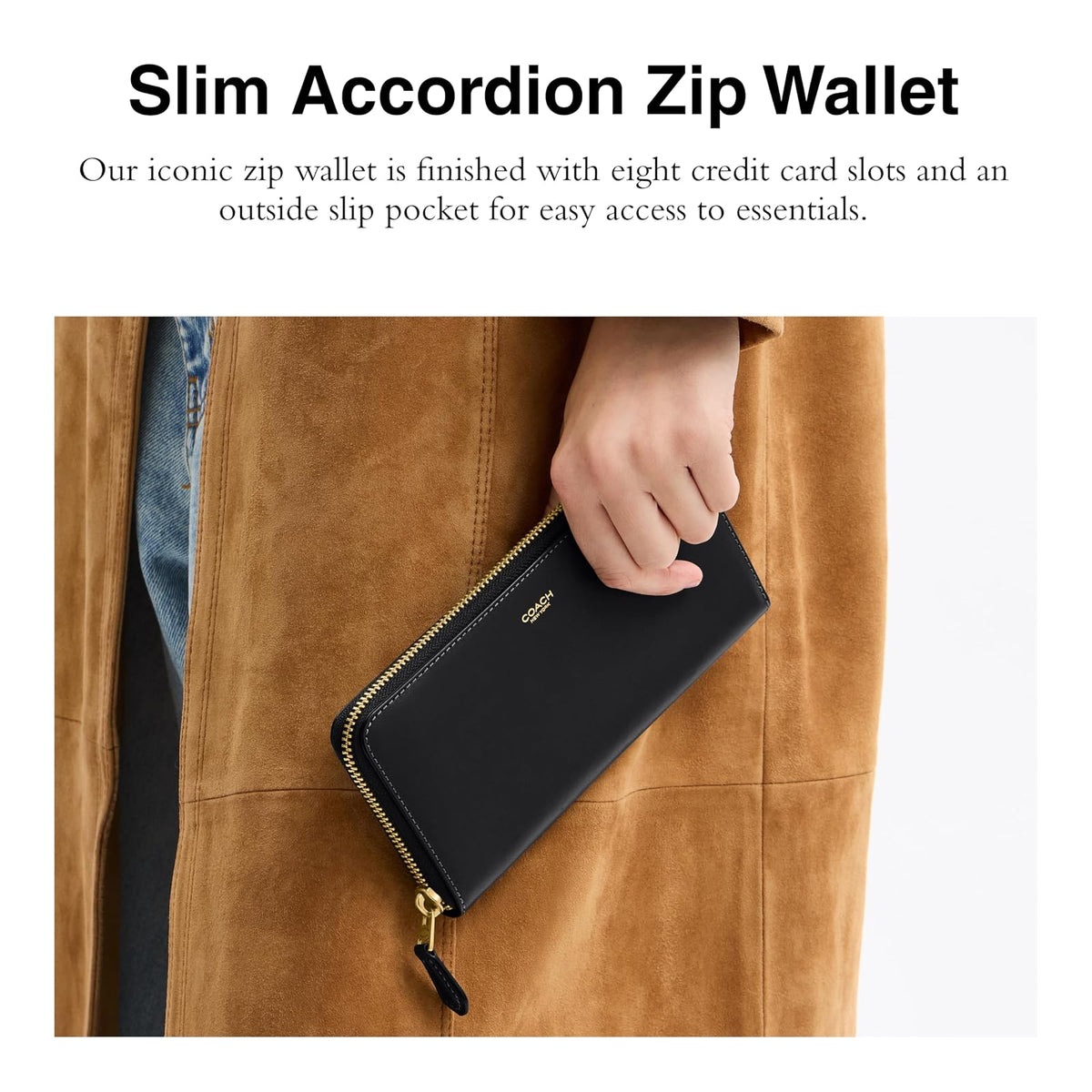 COACH New York Slim Accordion Zip Wallet Accesorio de viaje: soporte para tarjetas de sobres Mujer