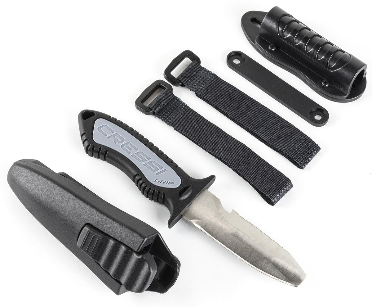 Cressi Versatile Diving Knife for Scuba, Snorkeling, Spearfishing | The Grip - Blunt