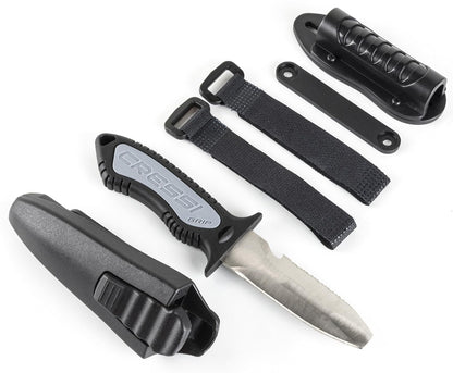 Cressi Versatile Diving Knife for Scuba, Snorkeling, Spearfishing | The Grip - Blunt
