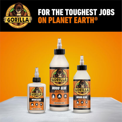 Gorilla Ultimate - Pegamento impermeable para madera, color de madera natural, 8 onzas (paquete de 1) - Impermeable para proyectos y reparaciones en interiores o exteriores