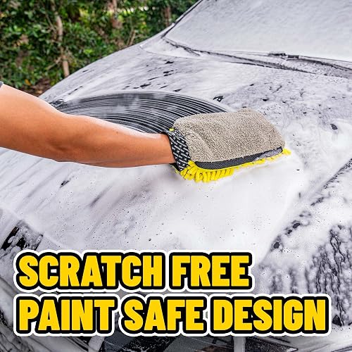 Chemical Guys Manopla de Lavado de Microfibra Premium de Tres direcciones, Ideal para Automóviles, Camiones, todoterrenos, vehículos recreativos y más, Amarillo