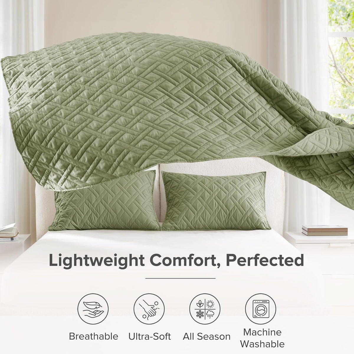 Comfort Spaces - Juego de Edredón Individual Moderno Reversible de Diamantes Kienna, Ropa de Cama Individual Acogedora Capa de Invierno Ligera Suave Tamaño Individual