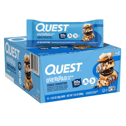 Quest Nutrition Overload Barra de Proteína 20g Proteína Caja con 12 - Cookie Commotion