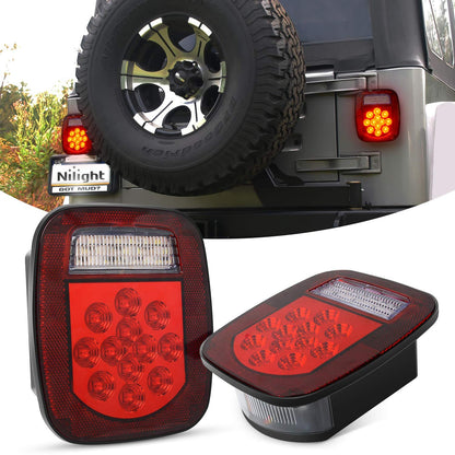 Nilight - TL-21 2 luces traseras universales de 39 LED para camión, remolque, barco, Jeep, 12 V montada en tornillo rojo/blanco, 2 años de garantía