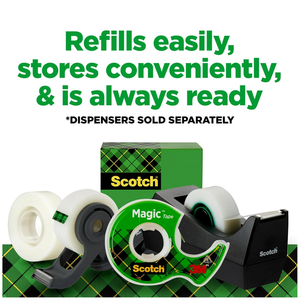 Scotch Magic Tape, invisible, suministros de oficina en casa y suministros de regreso a la escuela para la universidad y las aulas, 6 rollos
