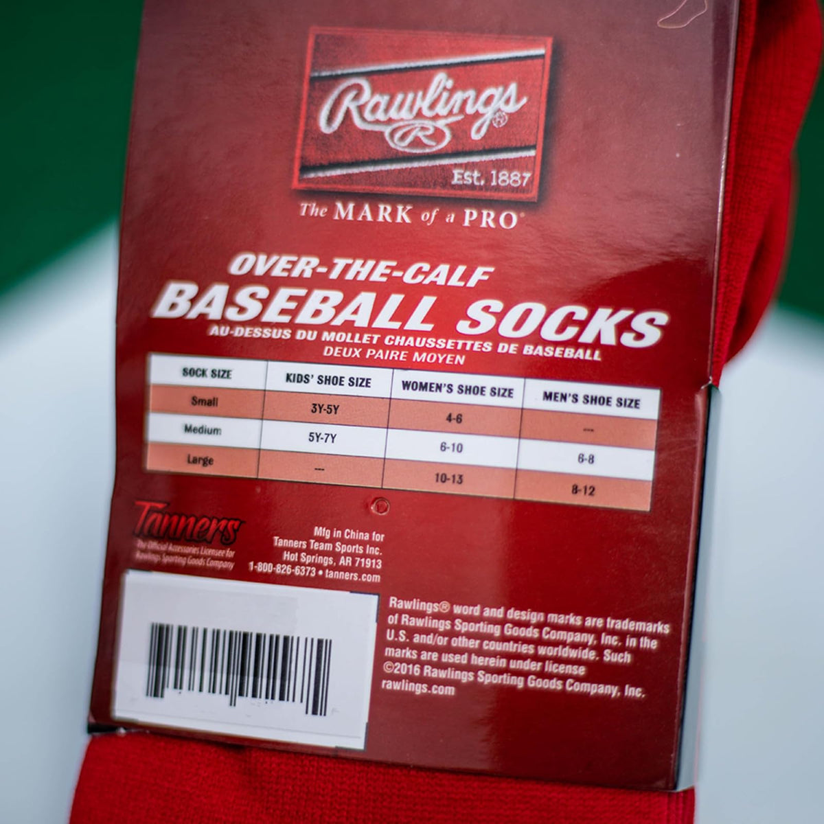Rawlings - Calcetines atléticos | Béisbol/Softball | 2 pares | Varios tamaños/colores