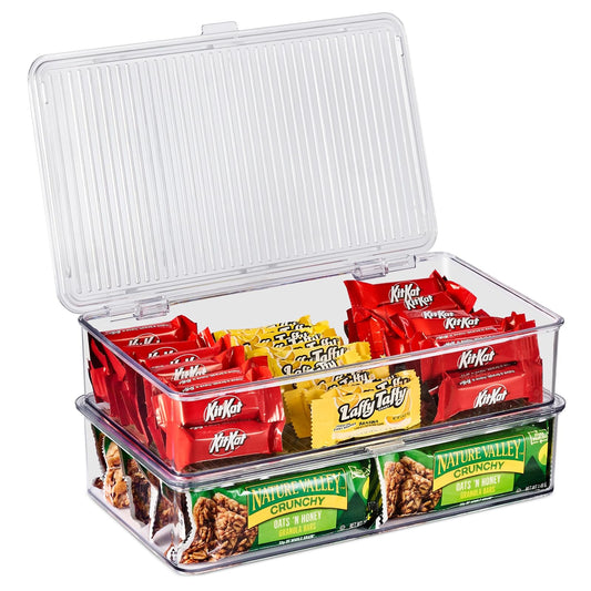 Sorbus Fridge Organizer & Pantry Storage with Lids- Clear Plastic Freezer Organizer Bins- MultiPurpose & Versatile Stackable Cabinet Organizers- Cosmetics,Office Supplies,Food Snack Organizers- 2 Pack