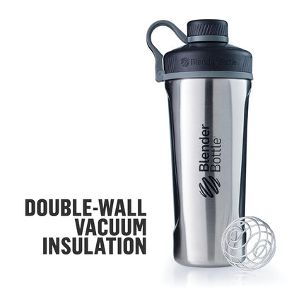 BlenderBottle Radian de acero inoxidable | Botella de agua | Botella mezcladora de batidos de proteínas | con batidor Blenderball | libre de BPA |Blanco - 770ml