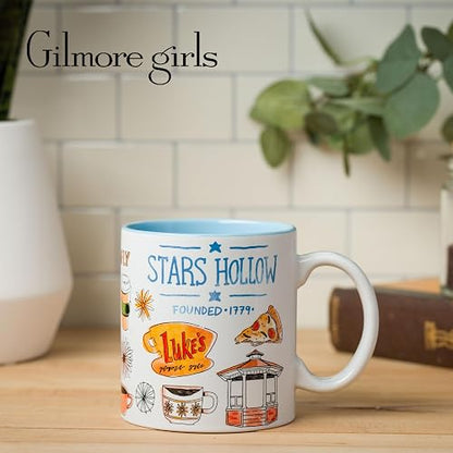 Silver Buffalo Gilmore Girls Destination Locations Icons Taza de cerámica, 20 onzas