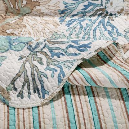 Barefoot Bungalow GL-1810AMSQ Atlantis Quilt Set, Jade, Full/Queen