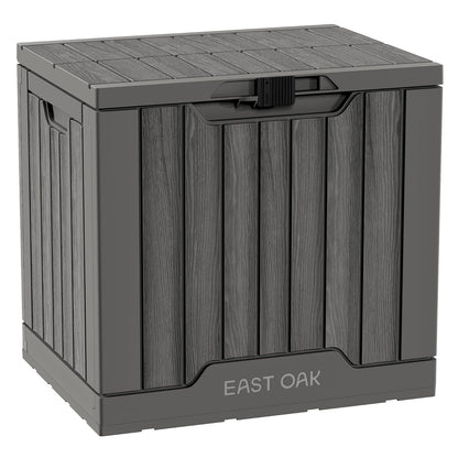 EAST OAK - Caja de almacenamiento para exteriores | Caja de 31 galones para uso en interiores y exteriores, contenedor de almacenamiento de resina impermeable con pestillo para cojines de patio,