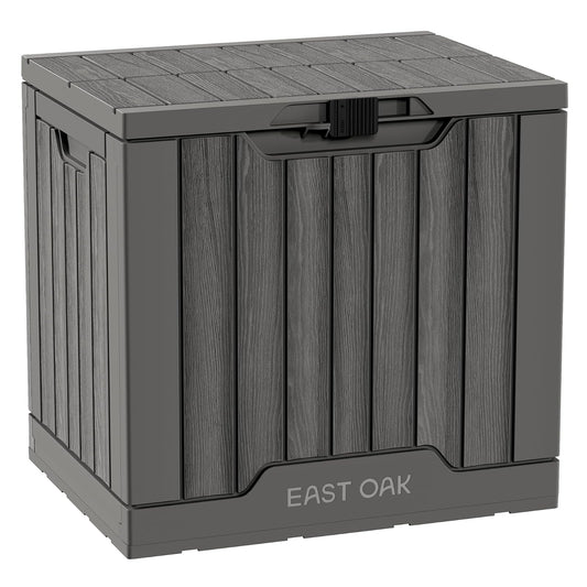 EAST OAK - Caja de almacenamiento para exteriores | Caja de 31 galones para uso en interiores y exteriores, contenedor de almacenamiento de resina impermeable con pestillo para cojines de patio,