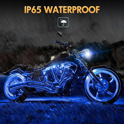 Nilight TL-55 Juego de 8 Tiras de Luces LED RGB para Motocicleta Multicolor Neón Impermeable con Control RF para Harley Suzuki