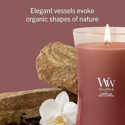 WoodWick - Vela grande de reloj de arena de canela, mezcla de soja de primera calidad, mecha de madera Pluswick, fabricada en Estados Unidos