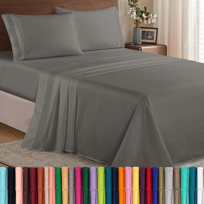 Elegant Comfort Juego de Sábanas de Microfibra Bolsillo Profundo - Twin - Twin XL - Gris